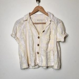 We the free linen blend button up top